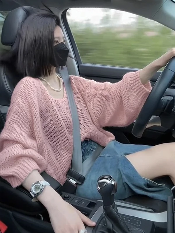 Losse gebreide damestrui Comfortabel Oversize Crew Ne Zacht Gezellig Koreaans Japans Sle No Tag Casual top voor de herfst