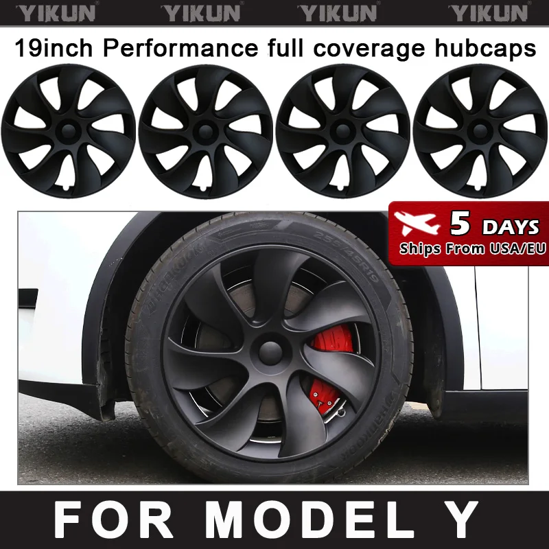 4PCS Hub Cap Original Car Replacement Wheel Cap 19-Inch Automobile Hubcap Full Rim Cover Accessories for Tesla Model Y 2018-2024