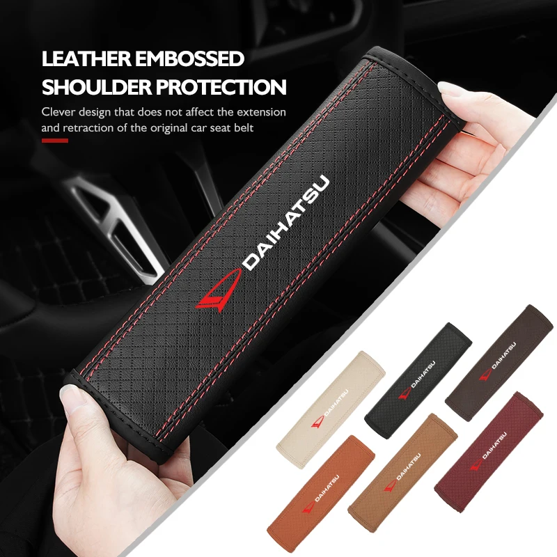 Protector de Cinturón de Seguridad con Logotipo de Daihatsu, Cubre Hombros de Cuero, Accesorios para Feroza, Cuore, Storia, Rocky, Harga, Ayla