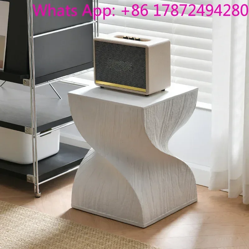 Nordic Coffee Table – Imitation Wood Grain, Oxide Material & Creative Bedside Design