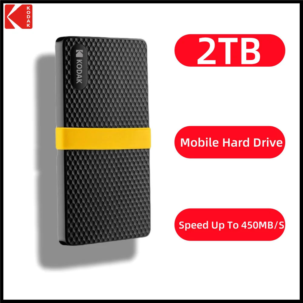 KODAK X200 Portable SSD Portable SSD 2TB USB 3.1 Type C External Hard Disk 6Gbps Solid State Drive For PS5 PS4 Laptop Macbook PC