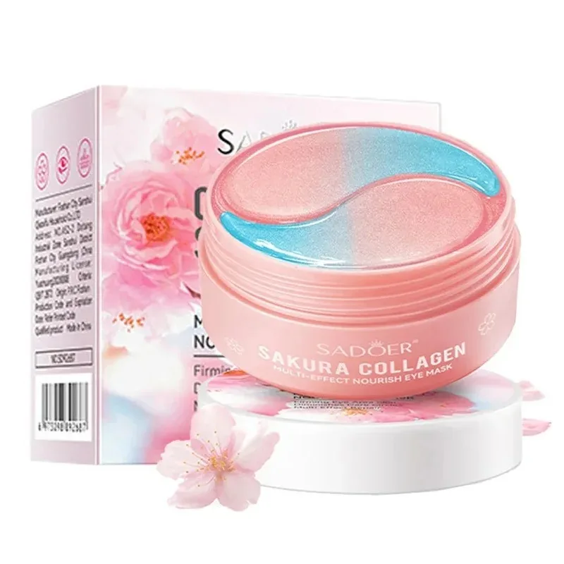 60 uds SADOER Sakura mascarilla de colágeno para ojos anti ojeras bolsas de ojos eliminación hidratante reafirmante parches para ojos cuidado de la piel para los ojos