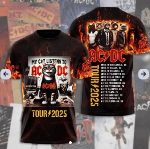

New 2025 3D Printed ACDC Power Up Tour 2025 Limited Edition 3D Men's Quick-Drying Breathable Sports T-shirt.