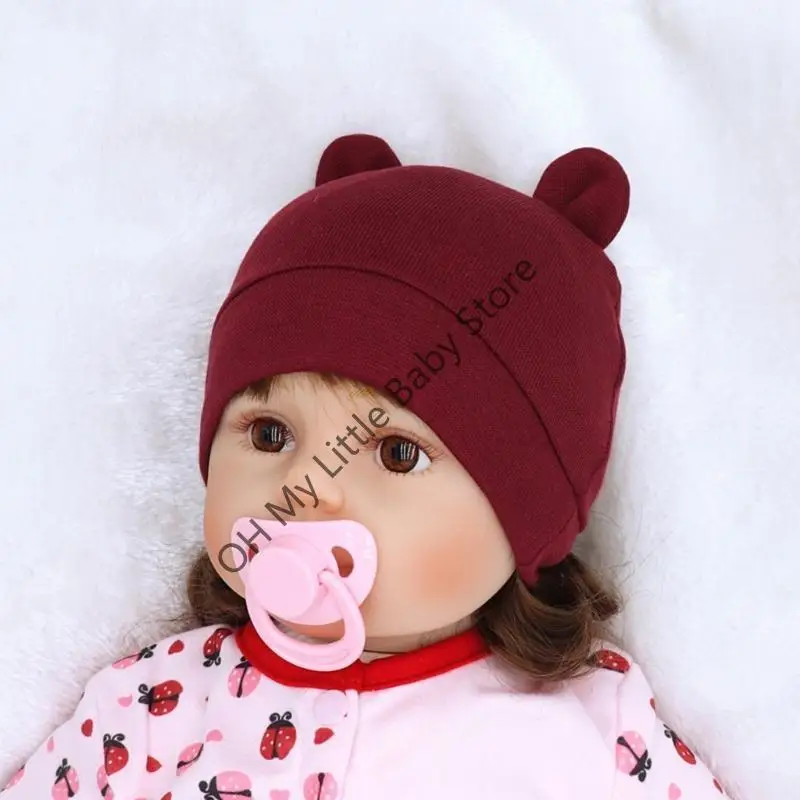 M76C 0-3 أشهر طفل لطيف الدب آذان قبعة لينة القطن قبعة قبعة أغطية الرأس قبعة الرضع