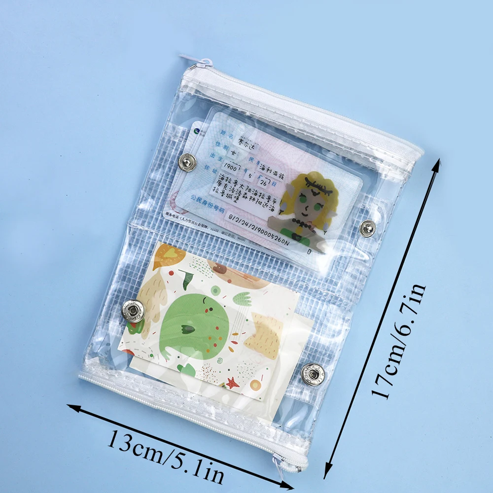 Pvc Transparent Storage Bag Foldable Multi-Layer Coin Purse Multifunction Zipper Bag Id Card Storage Bag Portable Card Holder