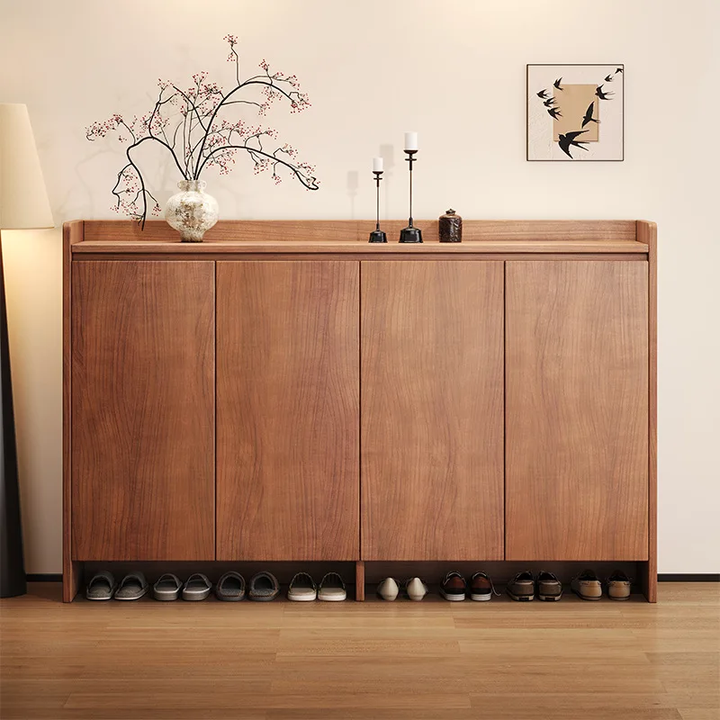 Solid wood shoe cabinet New Chinese-style household large-capacity storage porch cabinet dust-proof shoe rack