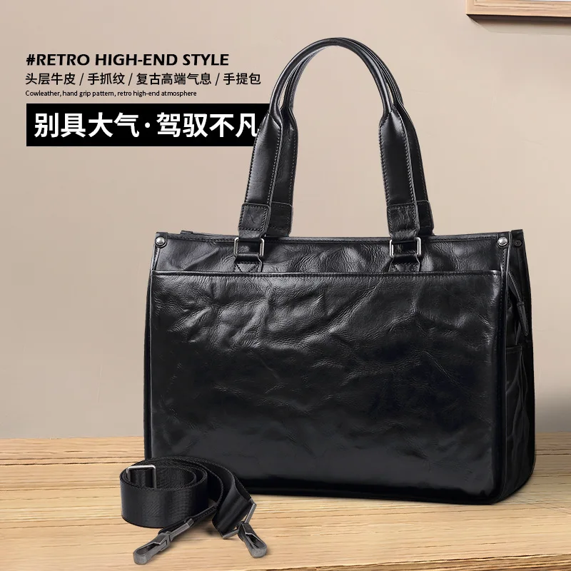 2025 جديد حقيقي العلامة التجارية الفاخرة رجل حقيبة ساعي الرجال جلد البقر حقيبة رحلة عمل حقيبة لابتوب كبيرة حمل حقيبة يد رجالي