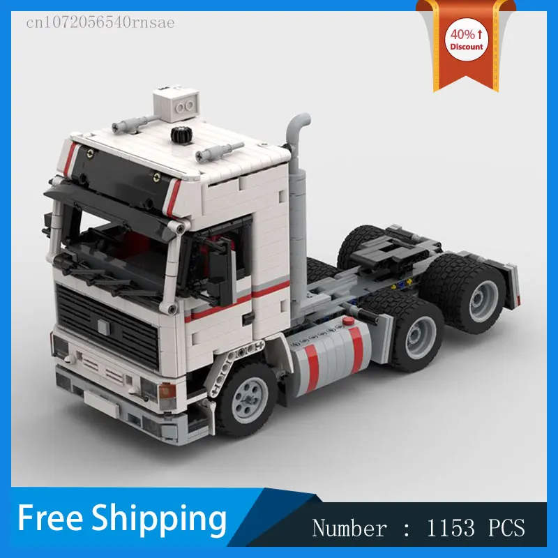 

MOC Building Block DIY Bricks F16 White Truck Trailer Transport Car Model Assemble Toy Children Gift Technology Birthday Present