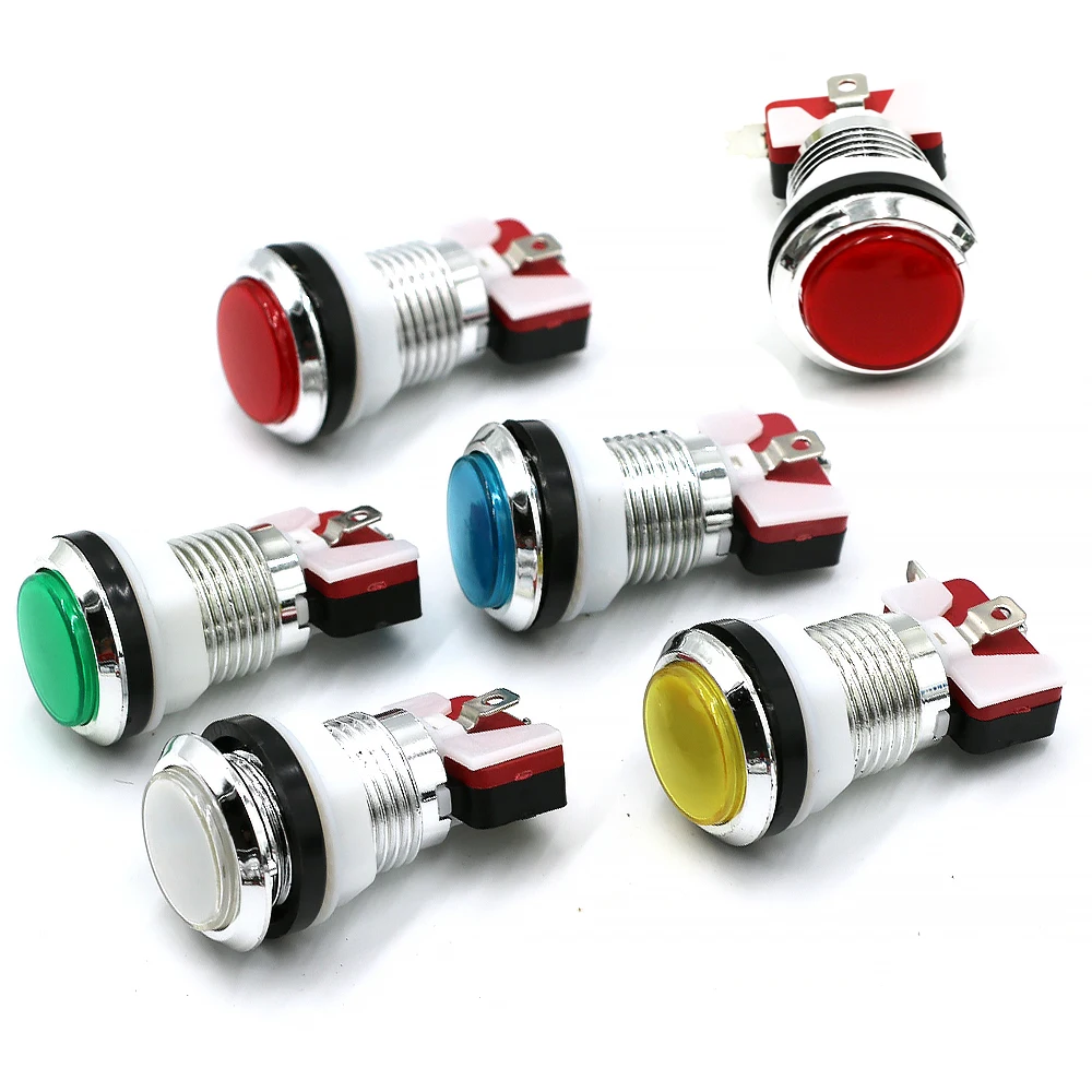 33mm Chrom Push Button12v 5v Led Beleuchtete Münze Wählen PAUSE EXIT START Schalter Arcade Stick Spiel Klaue maschine USB Board Diy – Detail 6