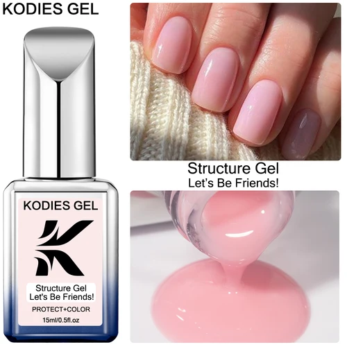 Imagen 1 del producto KODIES GEL-esmalte de uñas de Gel con Base de goma rosa francés, barniz de Gel de gelatina semipermanente UV de alta viscosidad para manicura Nailart