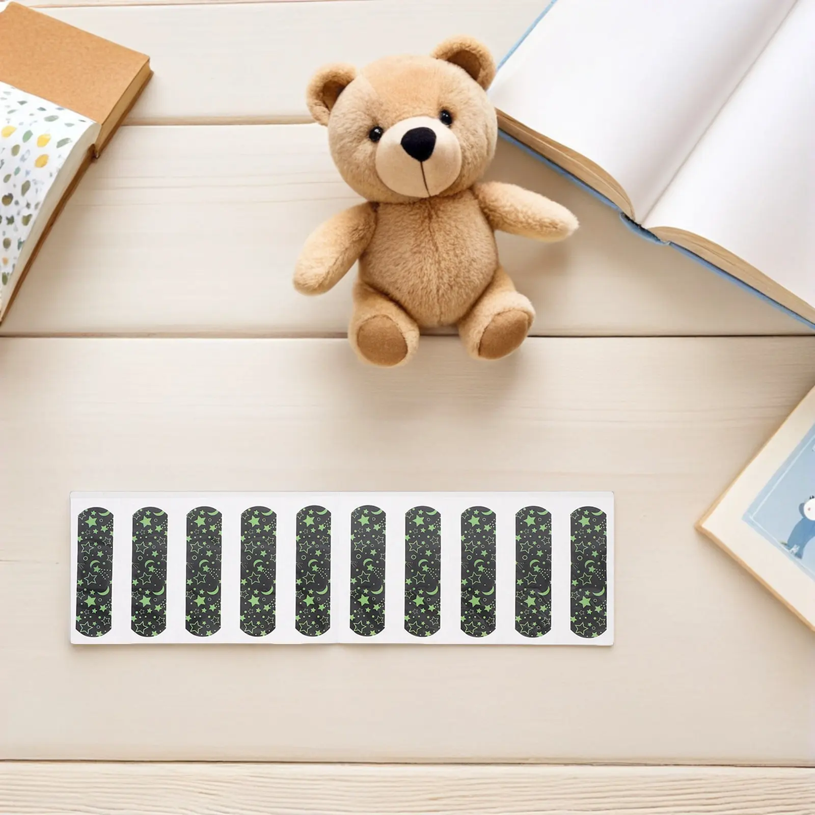 50pcs Glow-in-the-Dark Flexible Bandages for Kids – Cartoon Design, PE Adhesive Wound Covers