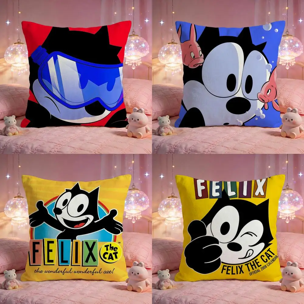 F-Felixs The Cat Cute Cushion Cover Premium Comfort Reversible Pillow Cove -Two In One Design For Any Room & Car Interior