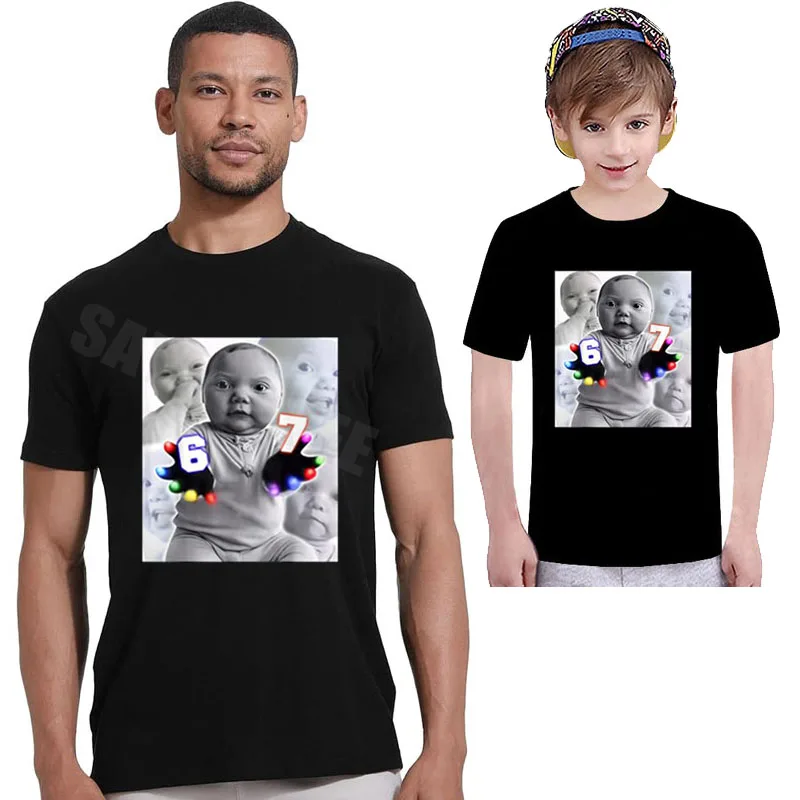 Gloving Niche Baby 67 Six Seven Hand Funny Ai Baby Meme T-Shirt Y2k  Ai Laughing Baby 6-7 Cotton Joke Saying Tee Novelty Gift