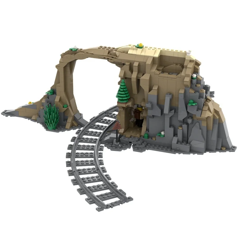 828pcs MOC Coastline Natural Bridge Train Tracks Model Building blocks Christmas gifts Assemble DIY toy creative Education Kids