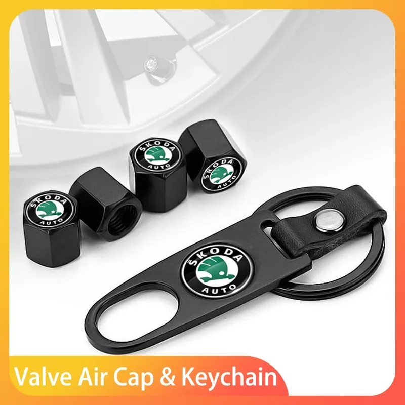 

Car Stickers Car Wheel Tire Valve Stems Cap With Keychain Keyring Badge For Skoda Sharp Sharp crystal Sharp Rapid speed Pye Ye D
