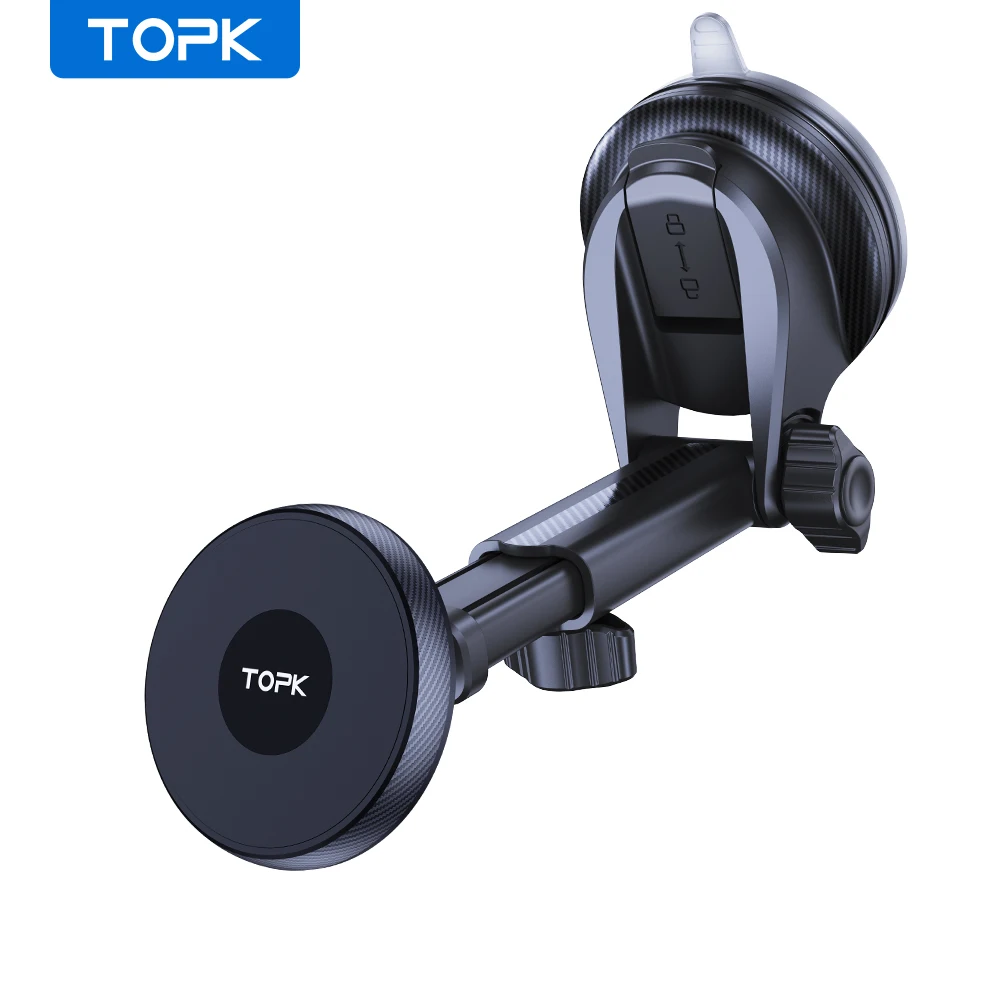 TOPK Mag-Safe Autotelefonhalterung, magnetische Handy-Autohalterung für Windschutzscheibe und Armaturenbrett, starker Saugmagnet, verstellbarer langer Arm