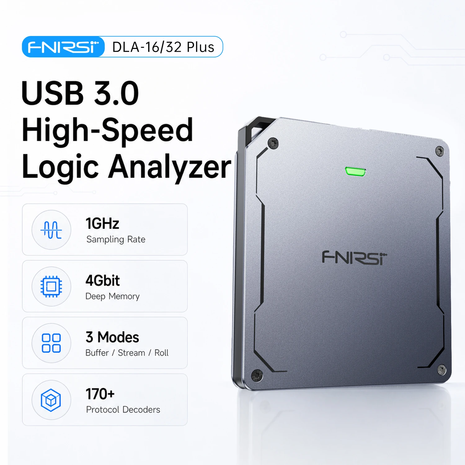 FNIRSI USB Logic Analyzer 16CH 32CH 1GHz Sampling USB 3.0 4Gbit Memory Timing Analysis Protocol Decoder Digital Debug Tool