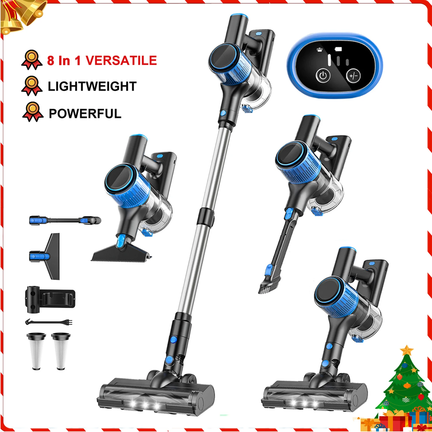 

Cordless Vacuum Cleaner, 50Kpa 8-in-1 Lightweight Handheld Vacuum Cleaner 45Mins Runtime Portable Vacuum for Home/Floor/Carpet