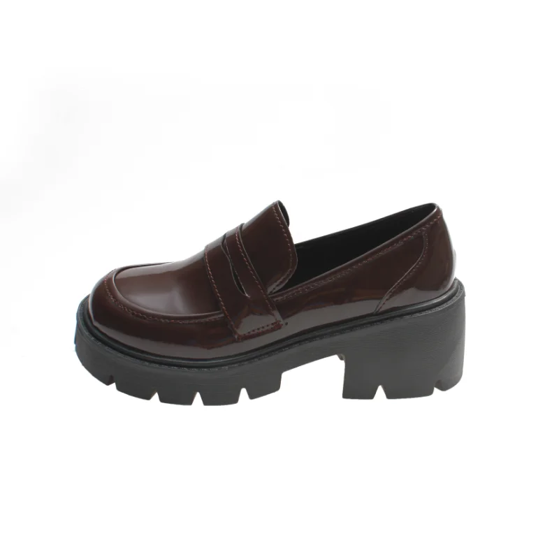 Damskie ślubne Jane buty wsuwane wiosenne jesienne punkowe buty na platformie wsuwane mokasyny moda PU skórzane buty damskie płaskie czarne buty