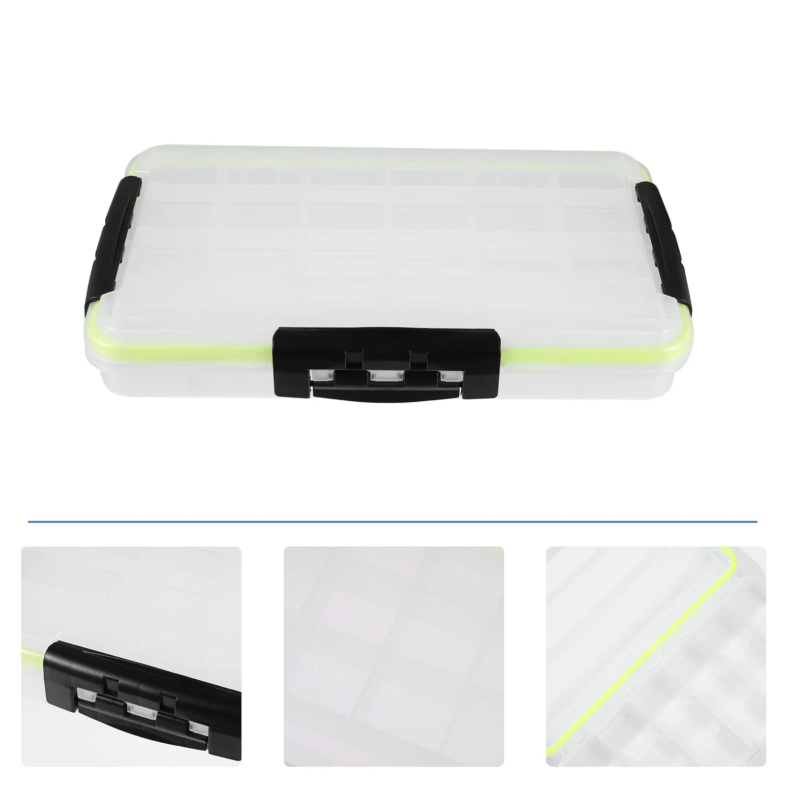 

Ящик для рыболовных снастей, коробка для хранения приманок, прочный, легкий, с трехсторонней защелкой, съемными разделителями, контейнер для рыболовных принадлежностей