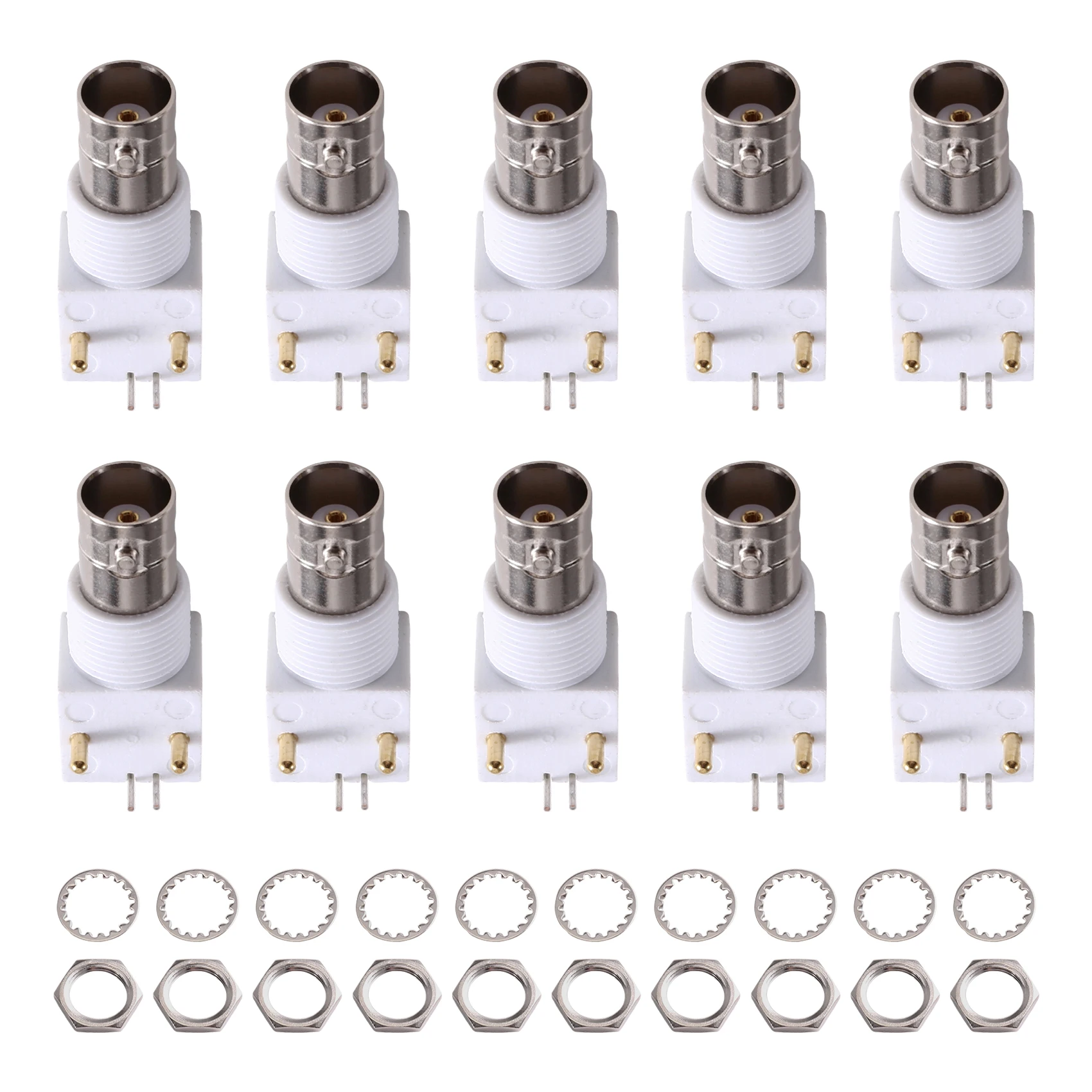 ABGI – Für elektronische Komponenten – 10 Stück BNC Commercial Through Hole Female Right Angle PCB Mount Bulkhead RF Coaxial Con – Detail 7