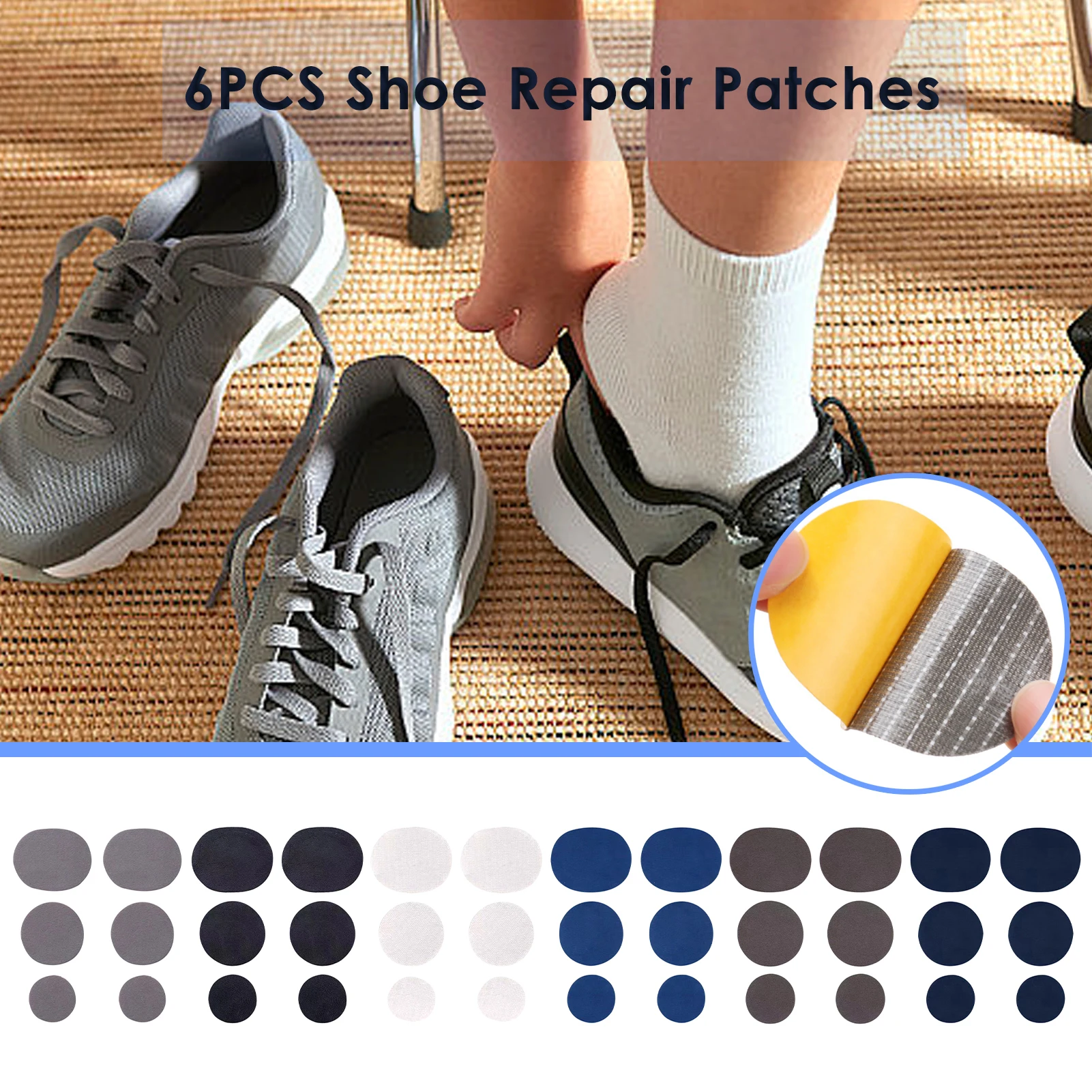 Shoe Patch Vamp Repair Sticker, Sticky Shoes Insoles, Heel Protector Heel Hole Repair Lined Anti-Wear Foot Care Tool, 1Set