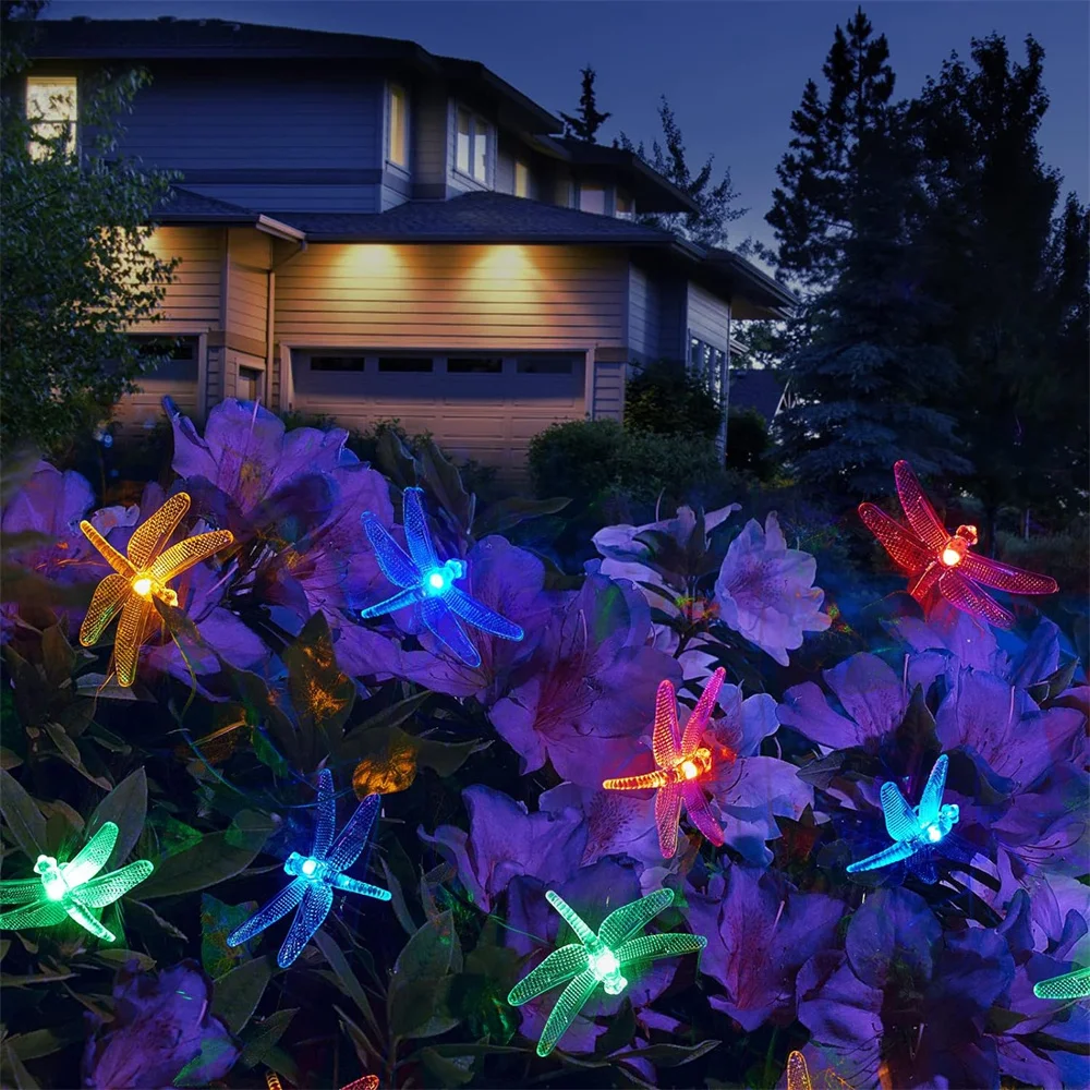 Dragonfly Solar String Lights Outdoor Waterproof Solar Powered Fairy Lights, 8 modalità luci Decorative per Patio Garden Yard 421