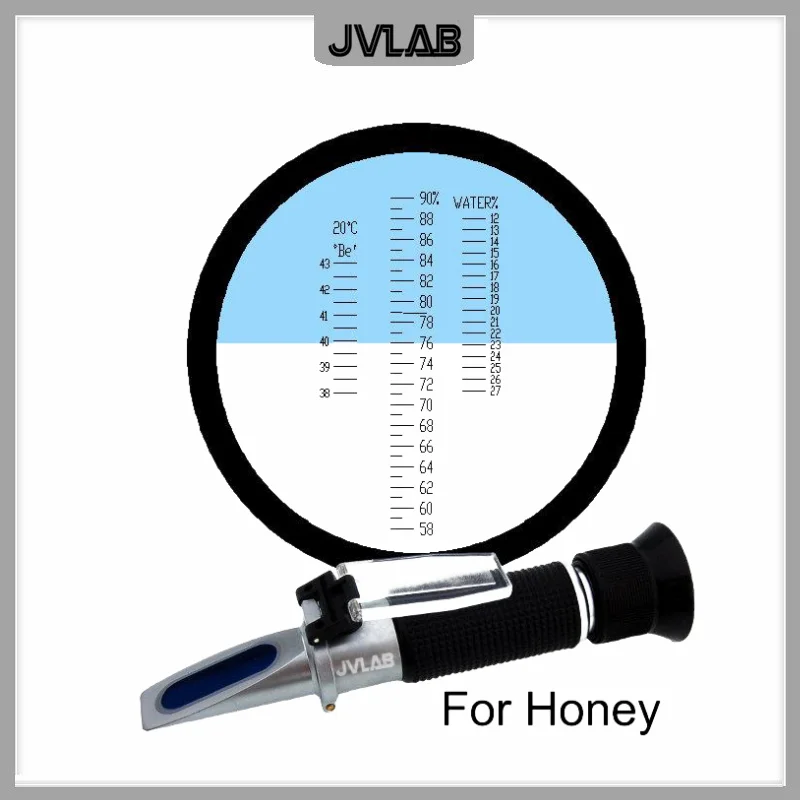 Honey Concentration Meter Handheld Refractometer Brix Meter 58-90% Brix for Sugar Sweetness Testing 38～43°Be