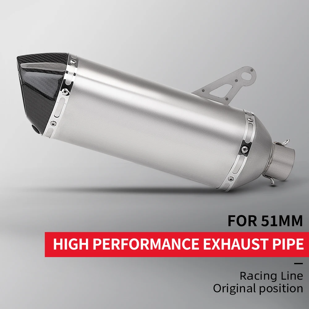 

Universal 51MM Motorcycle Stainless steel Exhaust Pipe for ninja400 R3 Z900 S1000RR MT-07 pcx160 duke390 R1