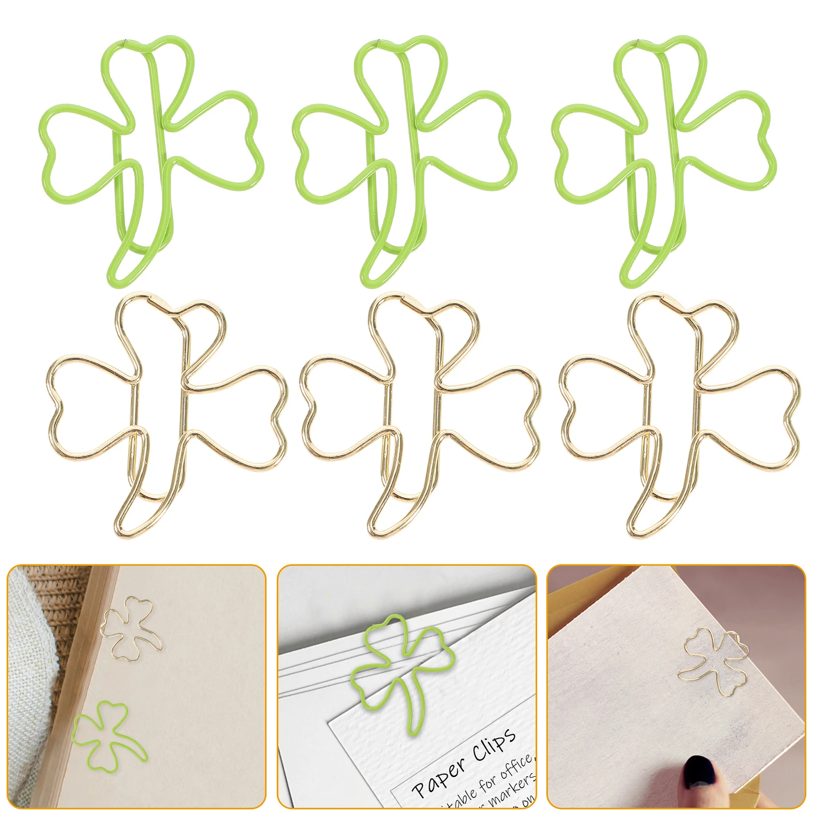 

45 pcs Clover Shaped Paper Clips Bookmark Pins Creative Test Clip Holders For Files Cards Decorative Office