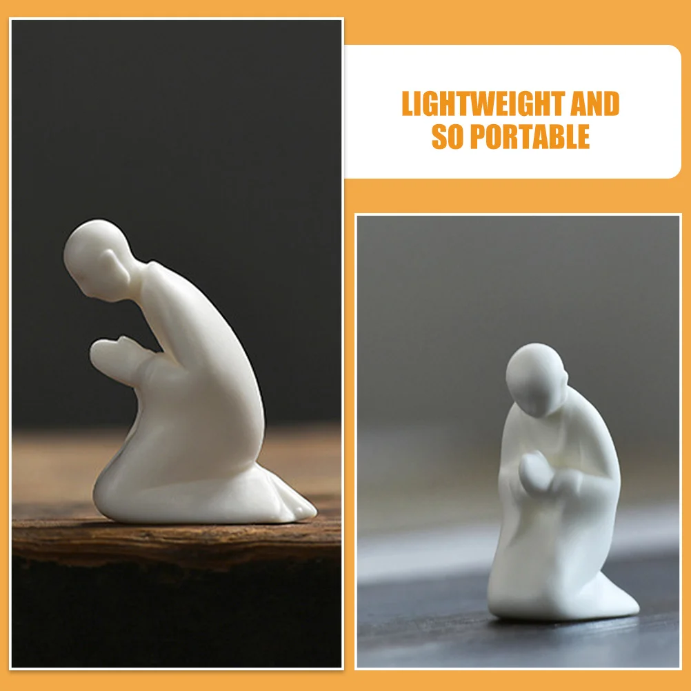 

Small Ceramic Monk Statue Cute Zen Buddha Decoration Mini Table Garden Home Decor Traditional Monk Ornament Mini Monk,