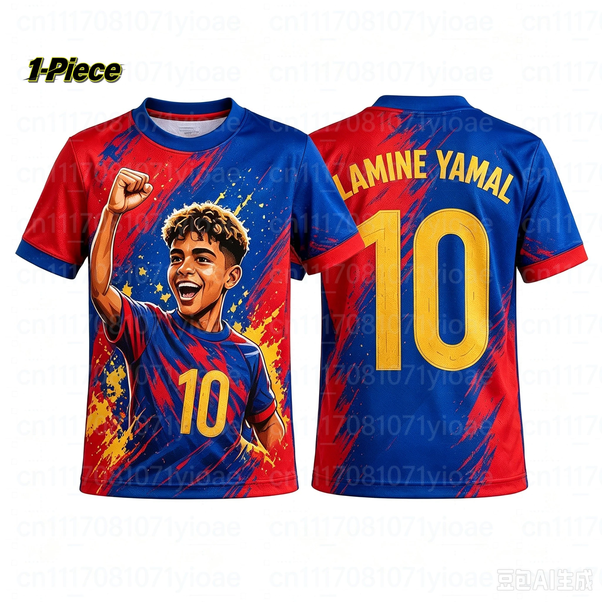 2-teiliges Set Yamal # 10er-Set Gestreifte Fußballtrikots für die Familie, atmungsaktives Spezial-Set für Erwachsene und Kinder – Detail 9