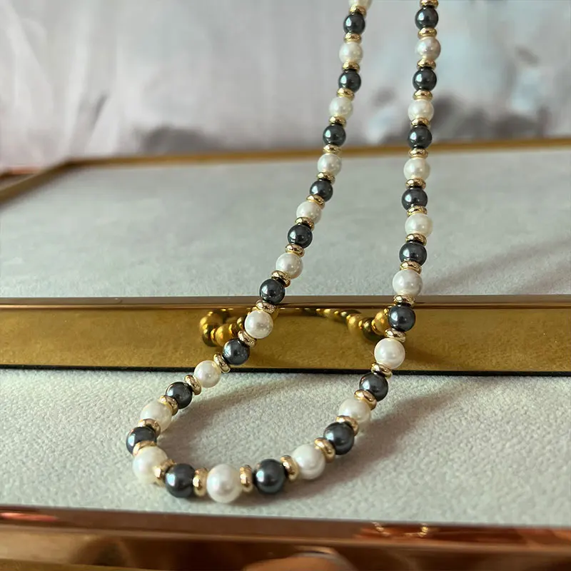 High Quality Natural Shell Pearl Necklace 6mm Size 40-50cm Length + 5cm Extension Chain