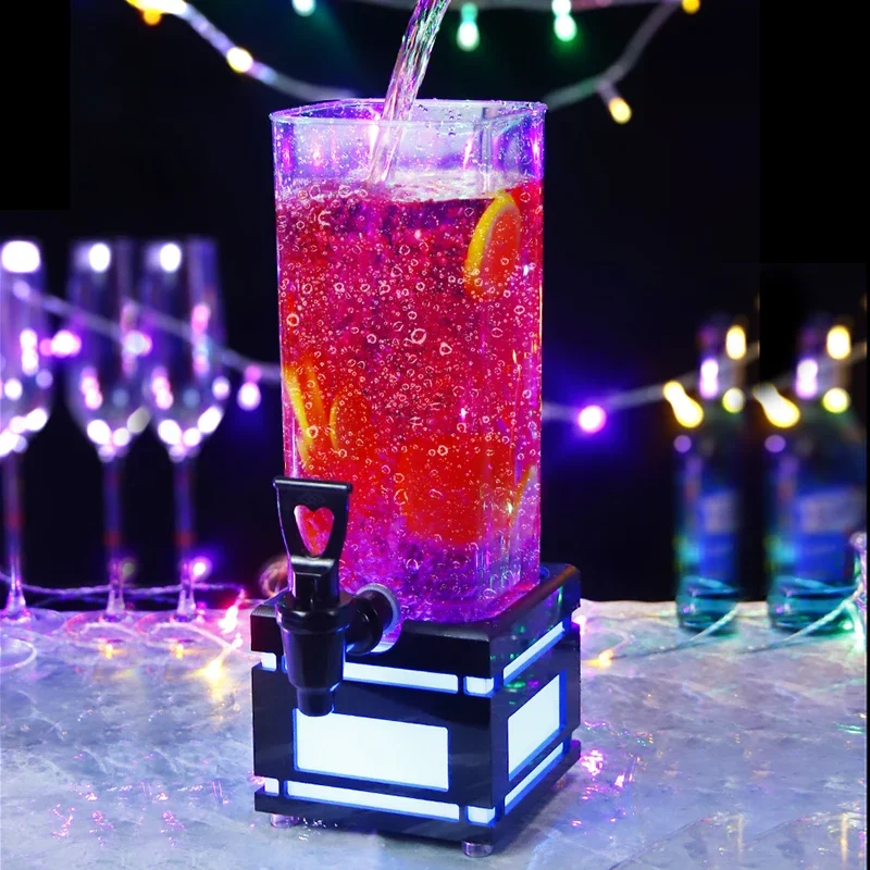 Bar KTV Stainless Steel Light-Emitting Wine Monitor Beer Barrel Fruit Juice Coke Barrel Acrylic Wine Set