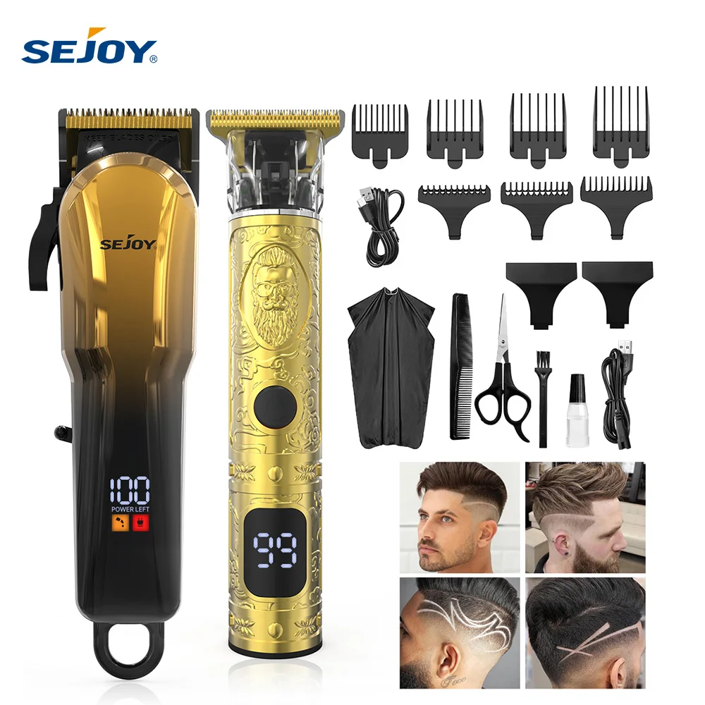 Kit de tondeuses à cheveux rechargeables pour hommes, tondeuses et coupe-bordures professionnelles, tondeuse à cheveux et à barbe sans fil, tondeuses de barbier, cadeau