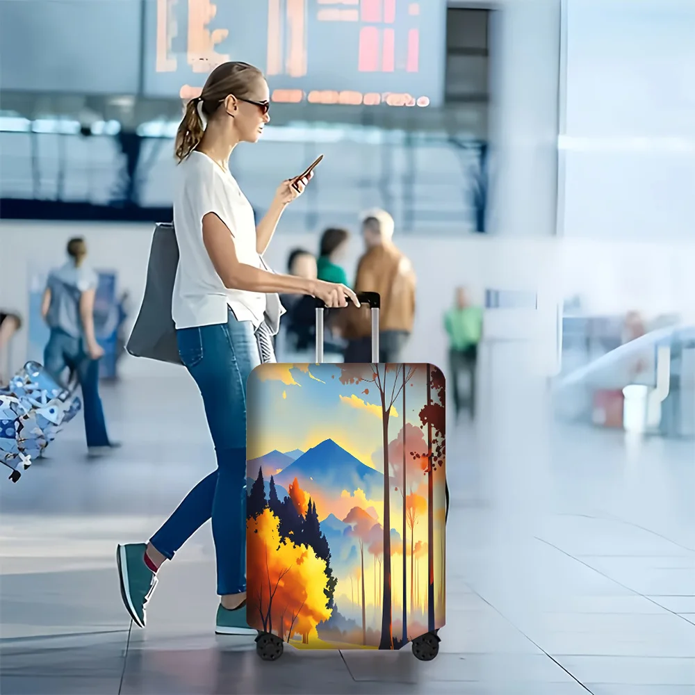 1pc Scenic Mountain Forest Printed Luggage Cover. Fits Suitcases from 18 to 32 Inches; Effectively Protects Your Luggage.