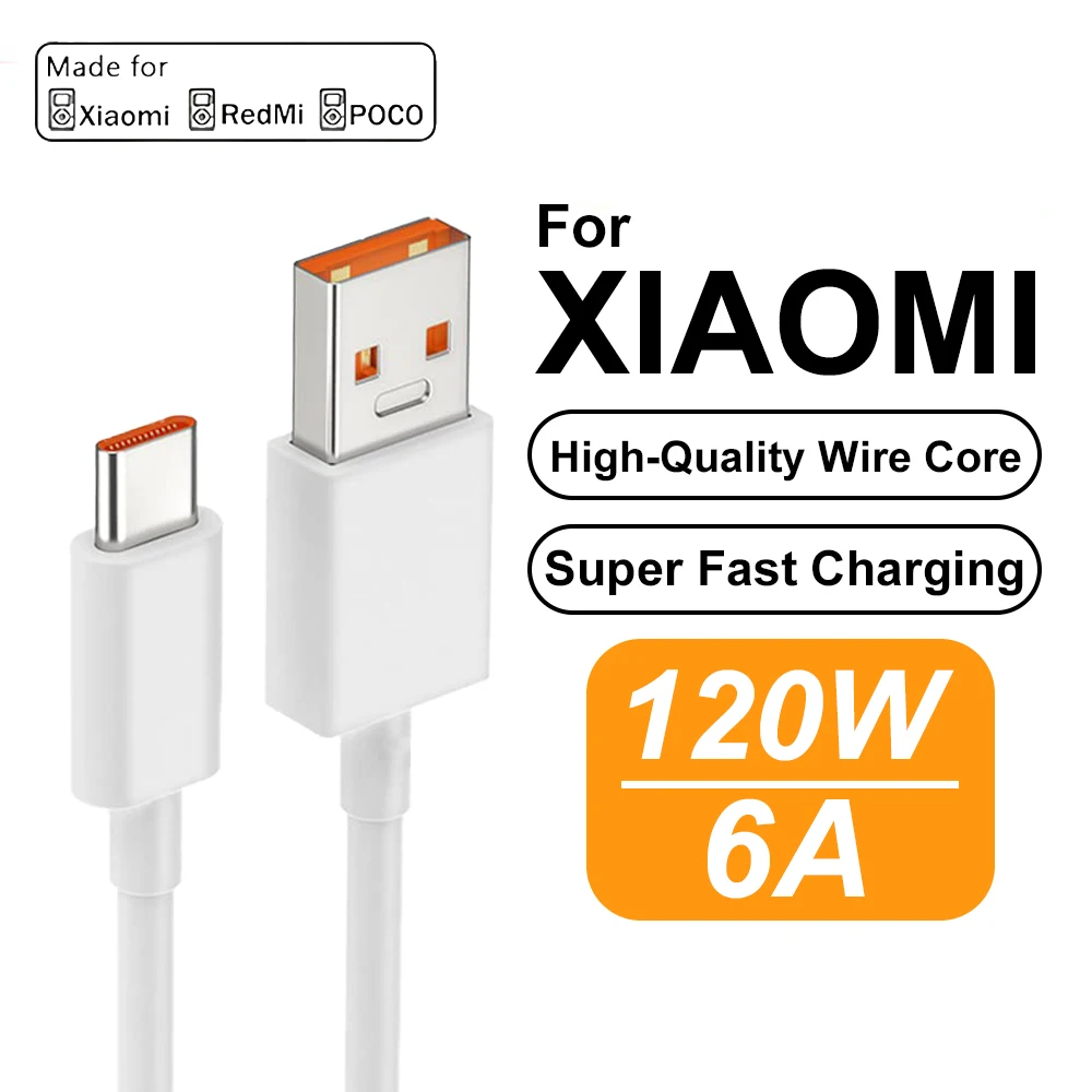 

120W USB A to C Turbo Fast Charging Cable For Xiaomi 17 Pro Max 15 14 13 12 11 Ultra 6A 120W Type C Cable Redmi K80 70 60 Note