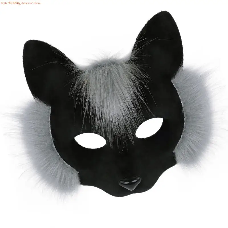 G92D Practical Half Face Foxes Cosplay Accessory Comfortable Wear Face Prop For Halloween Cosmetics Carnivals