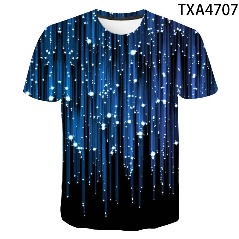 New 3d Custom Printed Meteor Shower Pattern T-shirt For Street Fashion Men's Handsome Casual Sports Breathable Short Sleeve