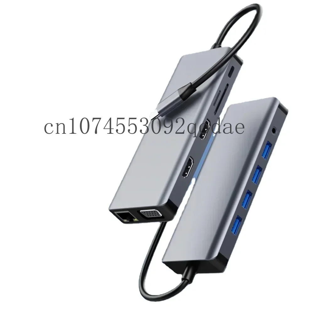 

New 12 in 1 Type C USB C Hub with RJ45 Dual 4K HDTV SD/TF Card Slot PD Charging Port
