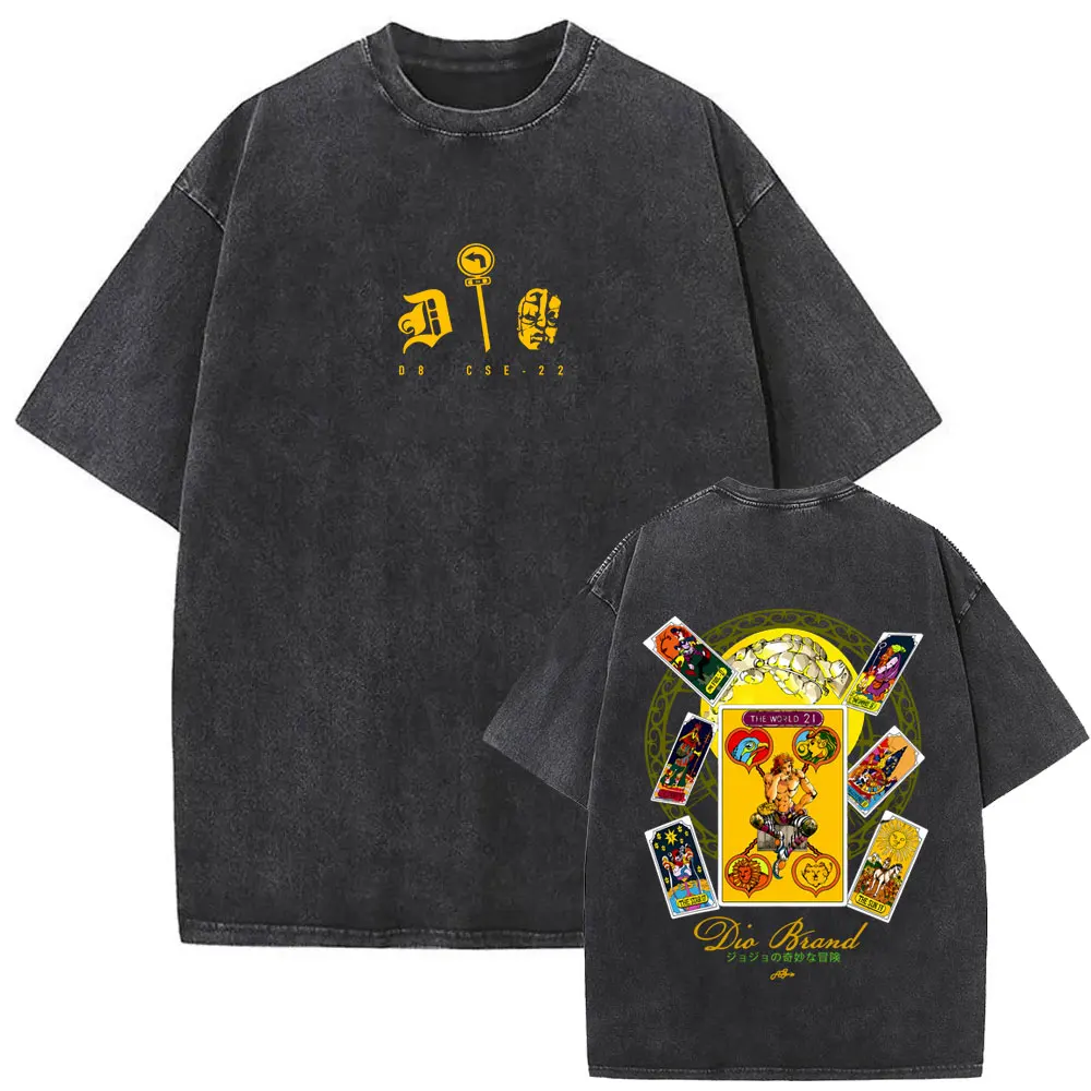 

Washed Vintage Anime Jojo Bizarre Adventure Dio Brando Merch 2026 T-shirt Men's Women Manga Retro Oversized T Shirts Streetwear