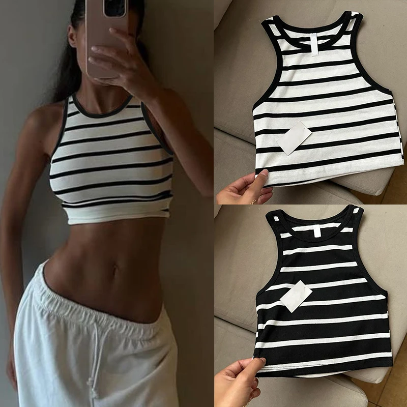 

Vintage Stripe Punk Emo Girl Camisole Tank Tops Women's Grunge Crop Tops Corset Tank Top Street Baby Tees Clothing Y2k Clothes