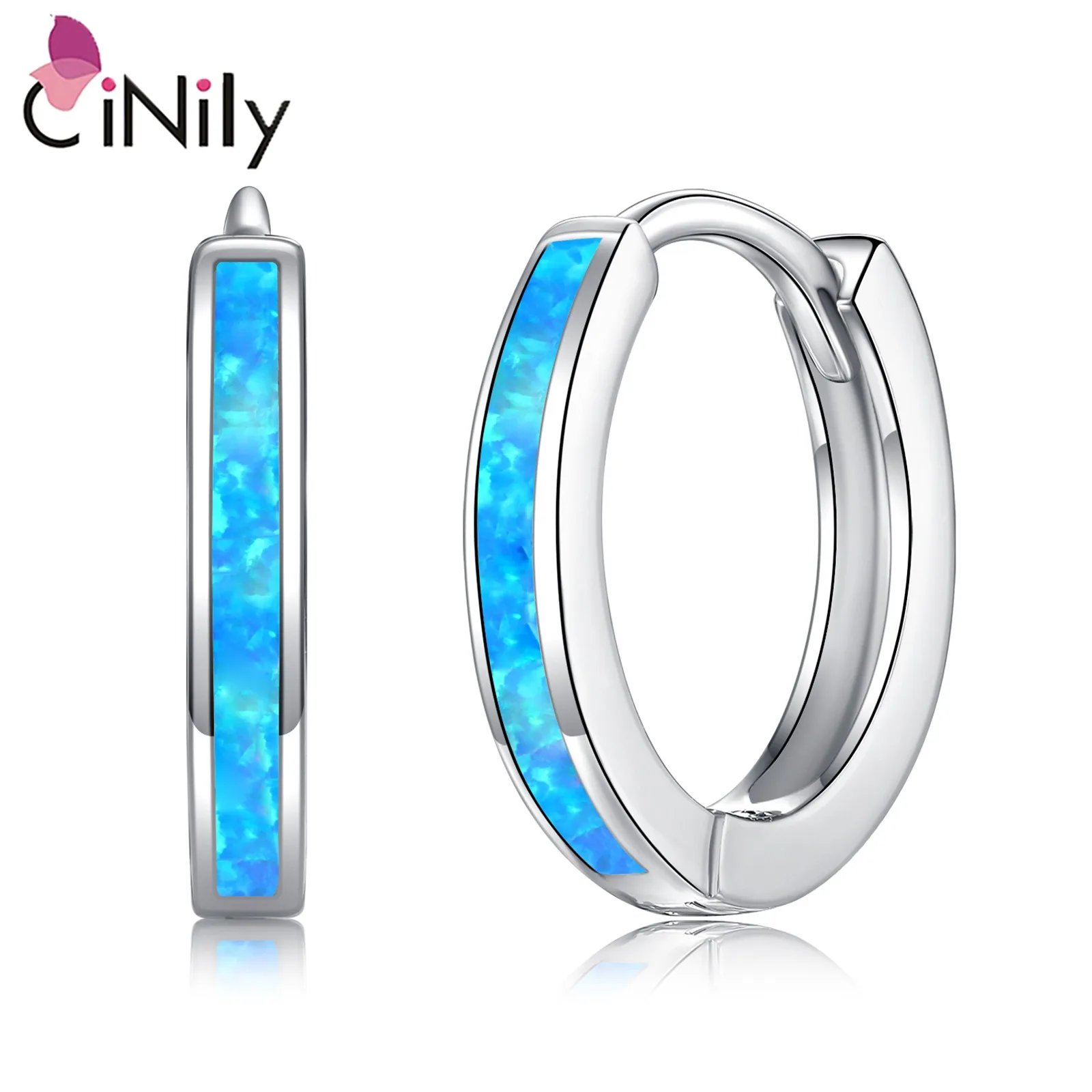 CiNily Simple Small Round Opal Hoop Earrings for Women 925 Sterling Silver Dainty  Huggie Earrings Tiny Ear Jewelry Gifts 12mm