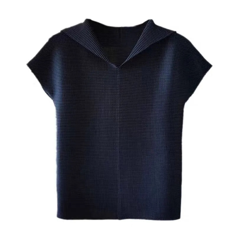 Afslankend effect Dames T-shirt Casual Sle ort Sve Gevouwen textuur Zomer Nieuwe collectie Faionable Slim Fit Top