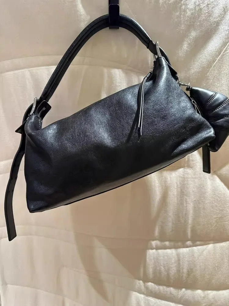 Torebka damska Dave&Di, francuski styl, minimalistyczna, skóra naturalna, retro, luźna, wysokiej jakości, na ramię, do ręki.