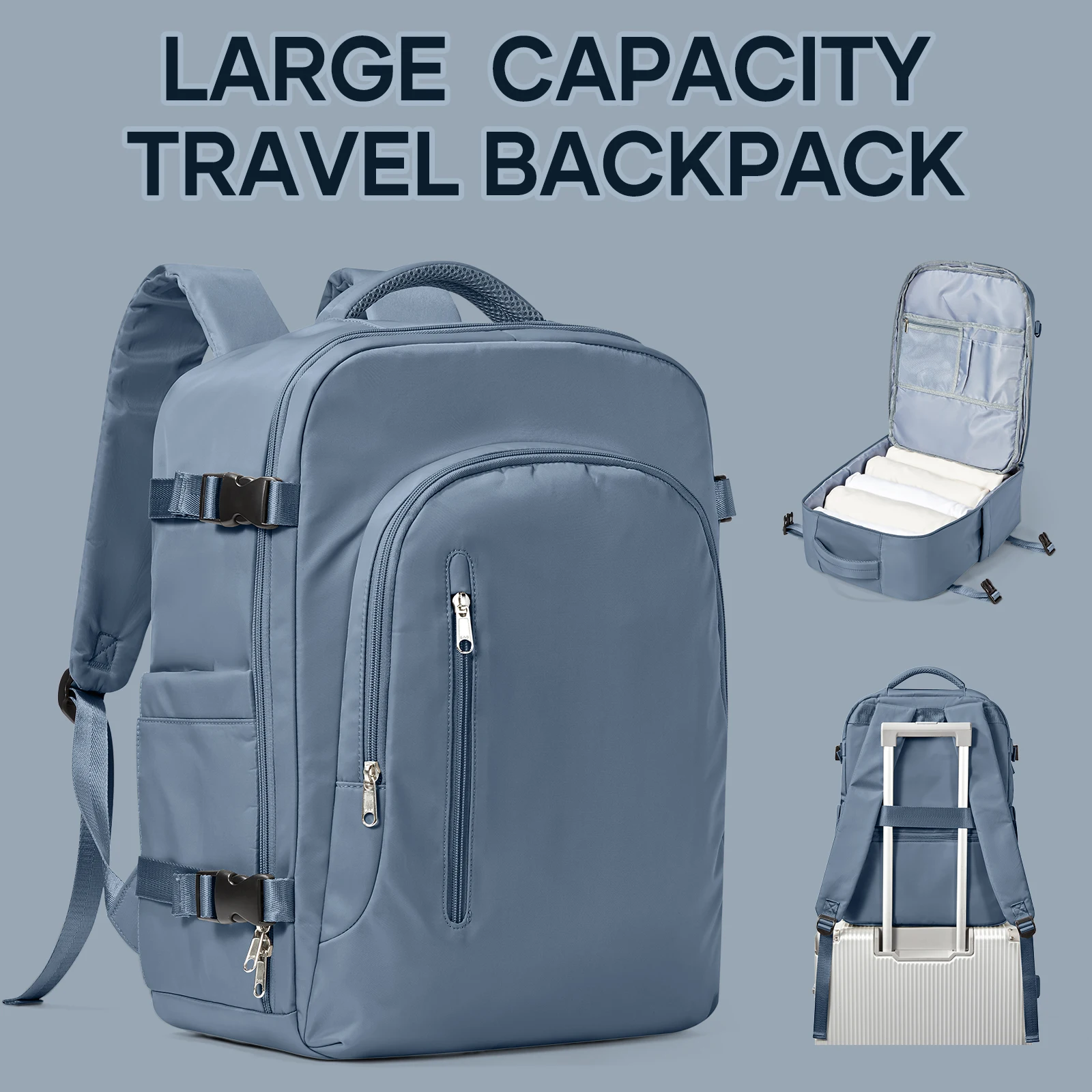 Global Laptop Travel Backpack for Women, Large Capacity EasyJet & Ryanair Carry-On 45x36x20 & 40x20x25, Men\'s Cabin Backpack