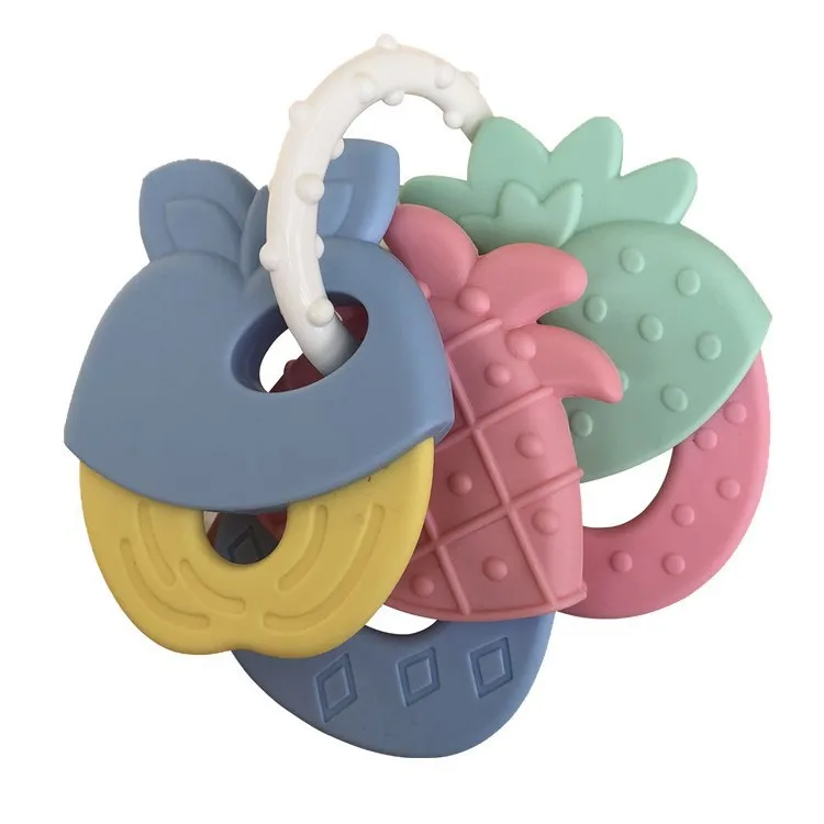 TeWindsor-Hochet en caoutchouc souple pour bébé, jouets à mâcher pour nouveau-né, anneaux de dentition en silicone de qualité alimentaire, lit d'entraînement pour bébé, jouets à mâcher pour enfant