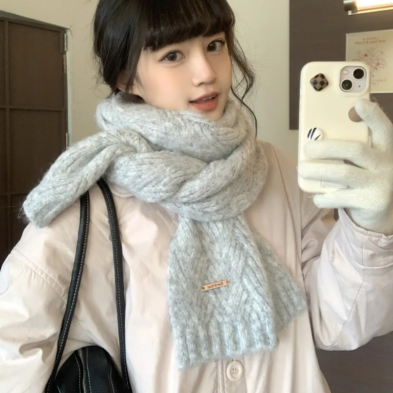 Alpaca Wool Knitted Scarf Women 2026 New Style Winter Korean Style Versatile Thickened Warm Nice Foulard Bufanda Lana Gruesa