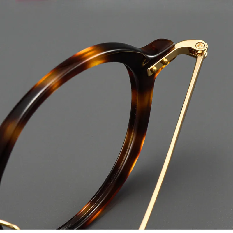 Japońskie ręcznie robione oprawki do okularów Retro okrągłe okulary z octanu żółwia z czystego tytanu okulary optyczne dla mężczyzn i kobiet oprawki do okularów