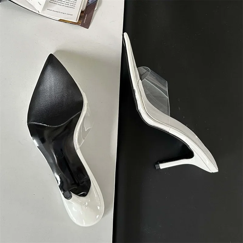 Eilyken New Sexy PVC Transparent Candy Pointed Tow Women Slippers Sandals Fashion Summer Thin Thin Party Slides Shoes